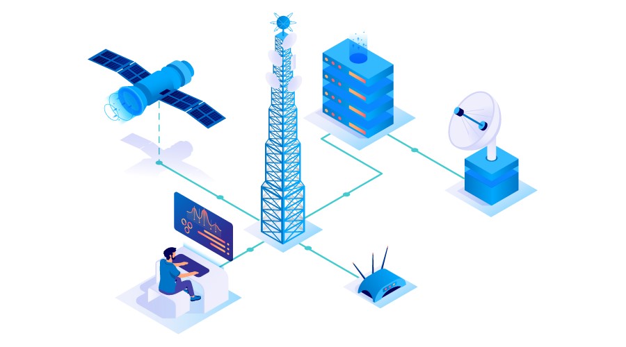 Imagen de cables de red y fibra óptica sobre teclado de portátil representando la conexión a internet empresarial