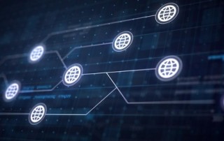 Imagen conceptual de un ISP: torre de señal, servidor y nube como elementos de conectividad digital